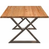 vidaXL Eettafel met boomrand 240x120x74 cm massief hout eiken