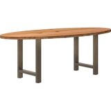 Vidaxl - Esstisch Hellbraun 220x100x74 cm Massivholz Eiche Oval