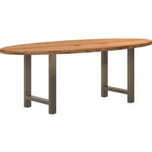 Vidaxl - Esstisch Hellbraun 220x100x74 cm Massivholz Eiche Oval