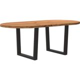 vidaXL Esstisch Hellbraun 200x100x74 cm Massivholz Eiche Oval