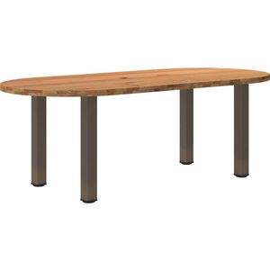 vidaXL - Eettafel - 220x100x74 - cm - ovaal - massief - eikenhout - lichtbruin