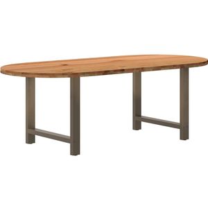 vidaXL Esstisch Hellbraun 220x100x74 cm Massivholz Eiche Oval