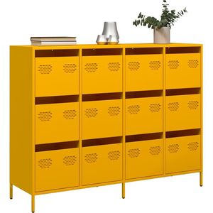 vidaXL Sideboard Senfgelb 135x39x103,5 cm Kaltgewalzter Stahl
