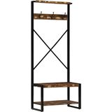 vidaXL - Kledingrek - Massief Gerecycled Hout - Meerkleurig - 80x40x190 cm