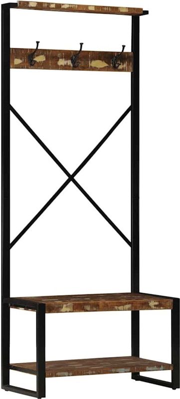 vidaXL - Kledingrek - Massief Gerecycled Hout - Meerkleurig - 80x40x190 cm