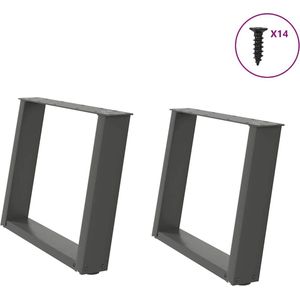 vidaXL - Salontafelpoten - U-vormig - Antraciet - Staal - 2 Stuks