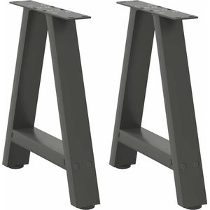 vidaXL - Salontafelpoten - A-vormig - Antraciet - Staal - 2 Stuks