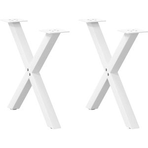 vidaXL Salontafelpoten 2 st X-vormig 60x(42-43) cm staal wit