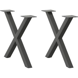 vidaXL Salontafelpoten 2 st X-vormig 60x(42-43) cm staal antraciet