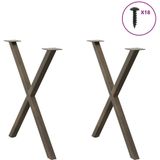 vidaXL - Eettafelpoten - 2 - st - X-vormig - 70x(72-73) - cm - staal - naturel