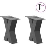vidaXL Salontafelpoten 2 st X-vormig 30x(30-31) cm staal antraciet