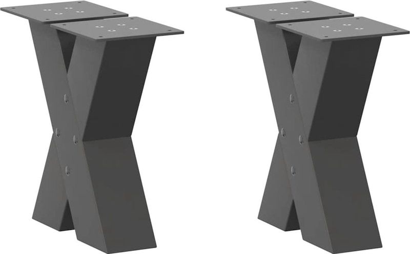 vidaXL Salontafelpoten 2 st X-vormig 30x(30-31) cm staal antraciet