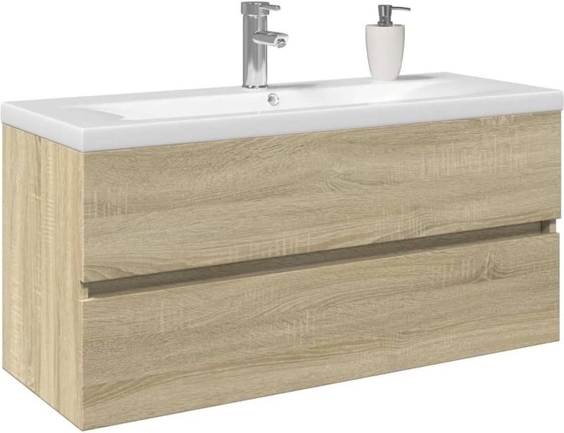 vidaXL 2-tlg. Badmöbel-Set Keramik und Holzwerkstoff