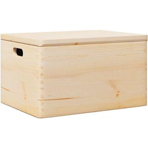 Casaria Houten Kist Jersey Met Deksel 80x40x48 cm Opbergbox Opbergkist Zitkist Waskisst Wit