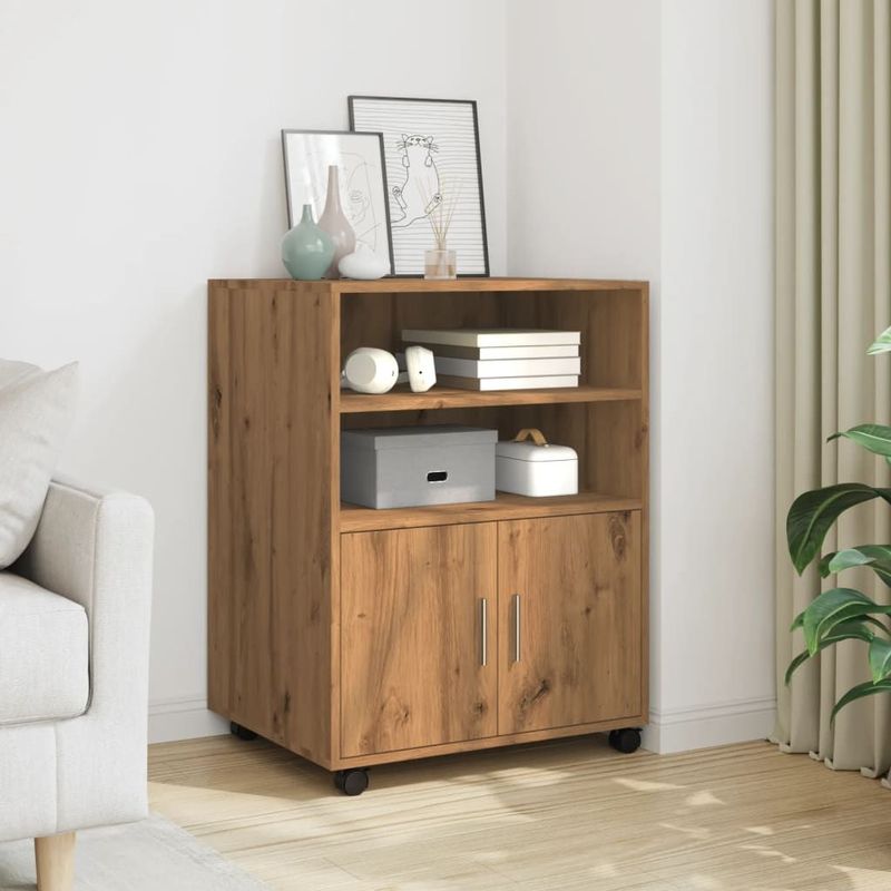 vidaXL Rolkast 60x48x81 cm bewerkt hout artisanaal eikenkleurig