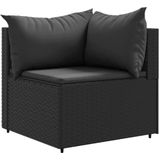 vidaXL 6-delige Loungeset met kussens poly rattan zwart