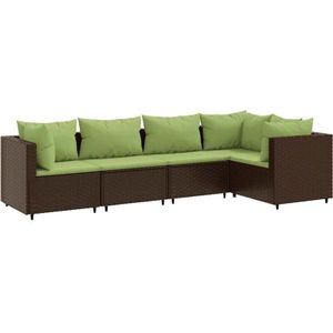 vidaXL - 5-delige Loungeset - Bruin - Poly Rattan