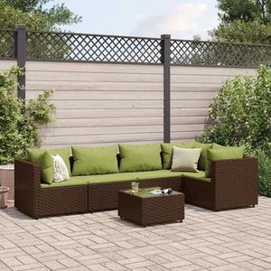 Loungeset - PE-Rattan - Glazen Tafelblad - Stalen Frame