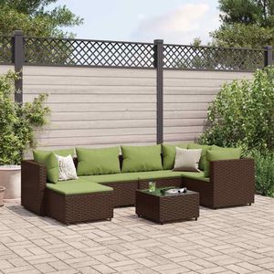 vidaXL Loungeset - Bruin - Poly Rattan - Inclusief Kussens