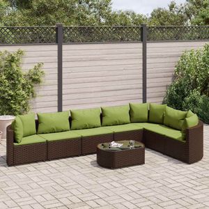 vidaXL - 8-delige - Loungeset - met - kussens - poly - rattan - bruin