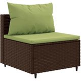 3-tlg. Garten-Sofagarnitur mit Kissen Braun Poly Rattan Vidaxl