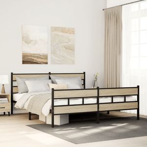 vidaXL - Bedframe - zonder - matras - metaal - sonoma - eikenkleur - 200x200 - cm