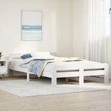 Massivholzbett ohne Matratze Weiß 135x190 cm Kiefernholz Vidaxl