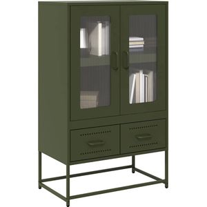 vidaXL - Hoge Kast - Olijfgroen - Koudgewalst Staal