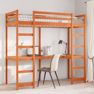 vidaXL Hochbett ohne Matratze Wachsbraun 90x190 cm Massivholz Kiefer
