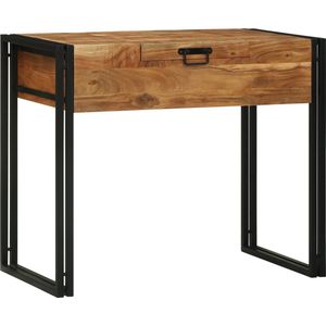 vidaXL - Make-uptafel - Massief Acaciahout - Zwart Stalen Frame