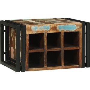 Wijnrek - Multicolor - Gerecycled Hout - Zes Compartimenten