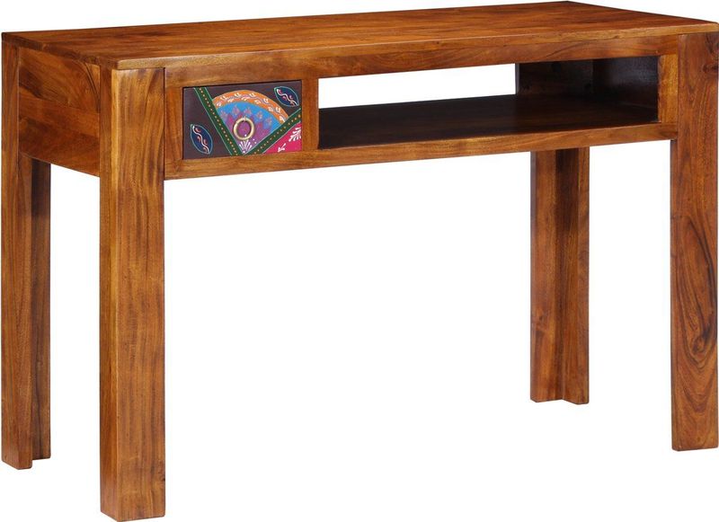 vidaXL Bureau - Bruin - Massief Acaciahout - Gelakt