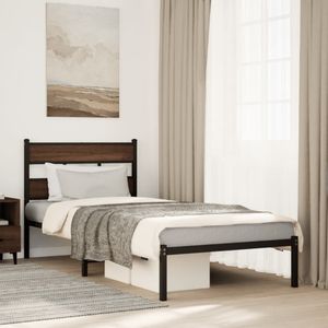 vidaXL - Bedframe - met - hoofdbord - zonder - matras - bruin - eikenx190 - cm