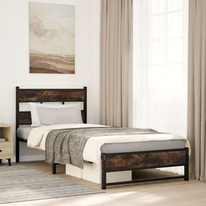 vidaXL Metallbett ohne Matratze Räuchereiche 80x200 cm