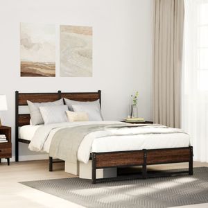 vidaXL - Bedframe - zonder - matras - metaal - bruin - eikenkleurig - 120x190 - cm