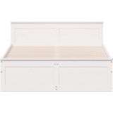 vidaXL - Bedframe - zonder - matras - met - hoofdbord - grenenhout - witx200 - cm