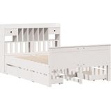 vidaXL - Bed - met - boekenkast - zonder - matras - grenenhout - witx200 - cm