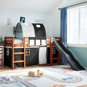 vidaXL Kinderhochbett mit Tunnel Weiß & Schwarz 90x190 cm Kiefernholz