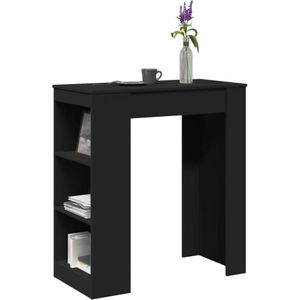 vidaXL - Bartafel - met - rekken - 95x47x103,5 - cm - bewerkt - hout - zwart
