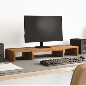 vidaXL - Monitorstandaard - verstelbaar - 80x24x10,5cm - hout - artisanaal - eiken