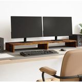 vidaXL - Monitorstandaard - 100x27x10 - cm - bewerkt - hout - gerookt - eikenkleurig