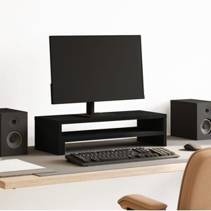 vidaXL - Monitorstandaard - Zwart - Bewerkt Hout - 54x22x15 cm