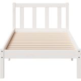 vidaXL Bedframe extra lang zonder matras grenenhout wit 90x210 cm