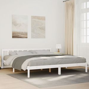 vidaXL Bedframe extra lang zonder matras grenenhout wit 180x210 cm