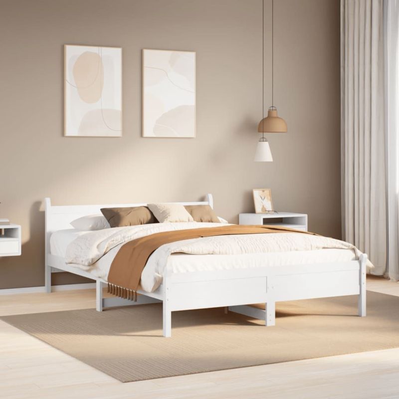 Massivholzbett ohne Matratze Weiß 120x200 cm Kiefernholz Vidaxl