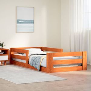 vidaXL Massivholzbett ohne Matratze Wachsbraun 75x190 cm Kiefernholz