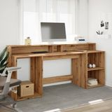 vidaXL Bureau - Hout - Artisanaal Eiken - Met LED-Verlichting