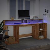 vidaXL Bureau - Hout - Artisanaal Eiken - Met LED-Verlichting