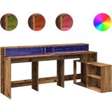 vidaXL Bureau - Oud Hout - 200x104x91 cm - Met LED-Verlichting