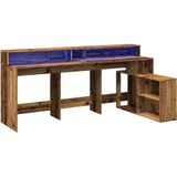 vidaXL Bureau - Oud Hout - 200x104x91 cm - Met LED-Verlichting